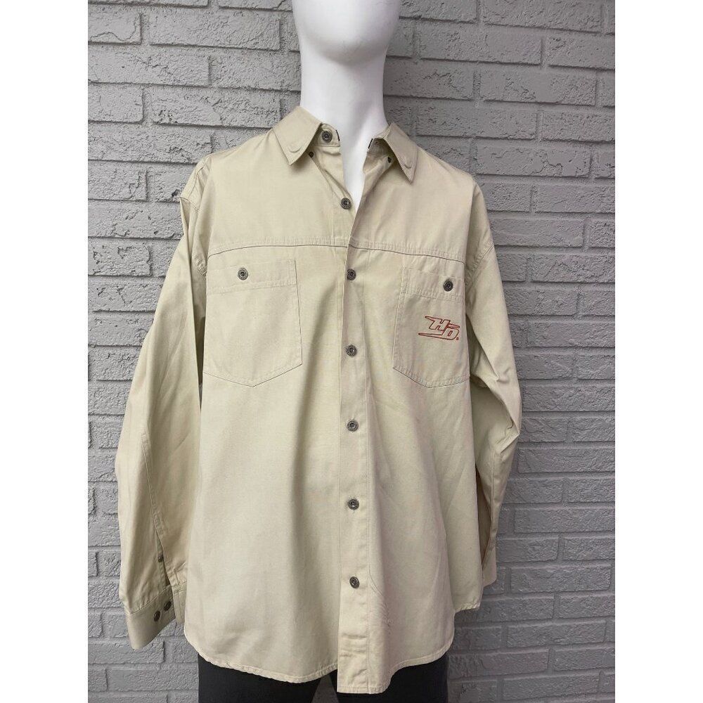 Harley Davidson Men Motorcycle  Racing Graphic Long Sleeve Button-Down Shirt Siz